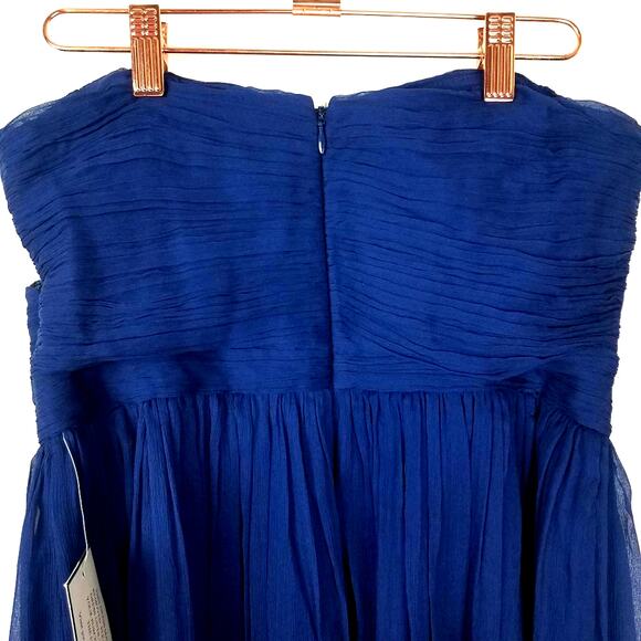 J. Crew | Blue Strapless Silk Dress 4 Royal New! - Picture 4 of 9